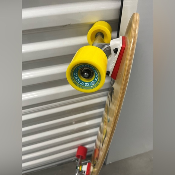 Authentic Longboard with Yellow and Red Wheels - Picture 4 of 7